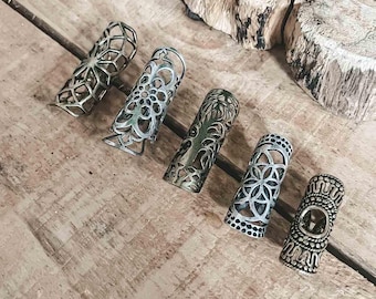 Sacred Geometry Brass & Silver Dreadlock Beads 10 - 13mm Hole Hair Accessories