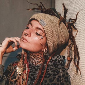 Dreadlocks Beanie Bandana Wavy Knitted Detail