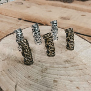 6 Tibetan Dreadlock Beads Silver Antique Bronze 7mm Big Hole Beads Dreads Hair Accessories