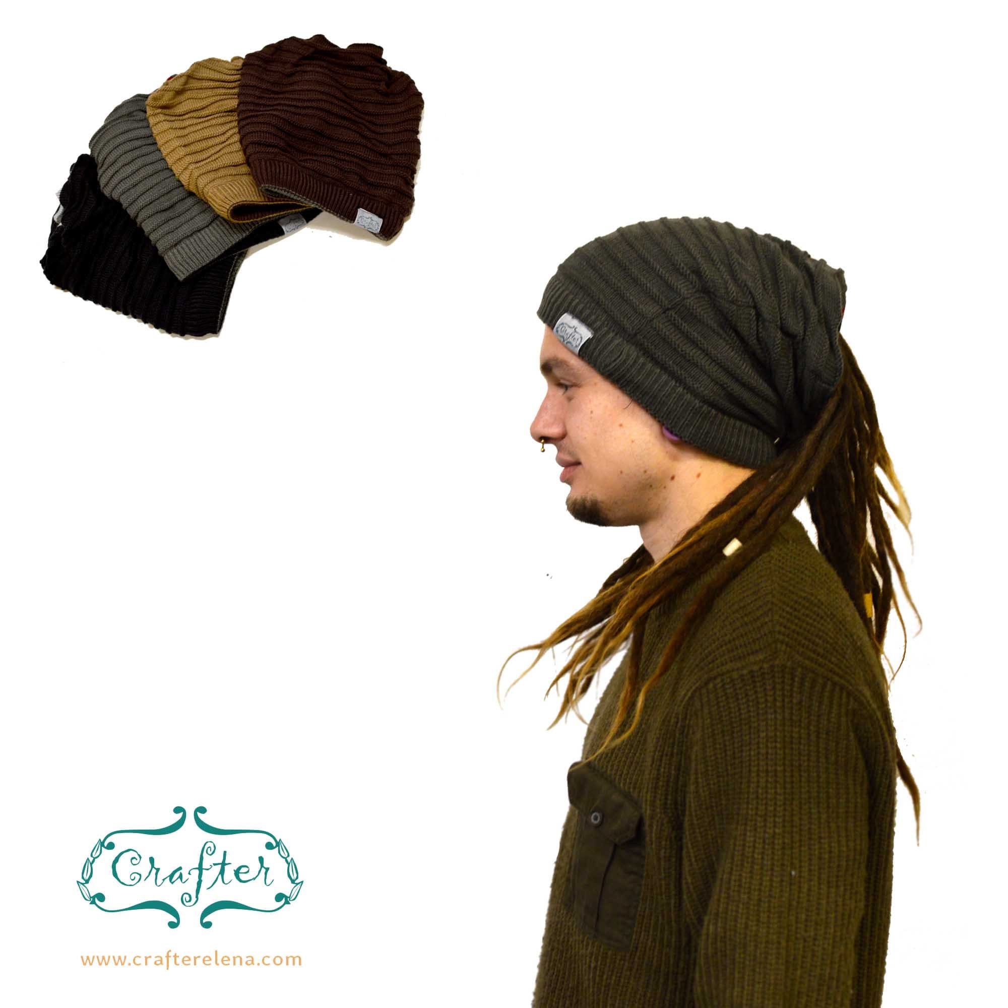 Dreadlock Beanie Bandana Stripes Knitted Thick - Etsy Israel