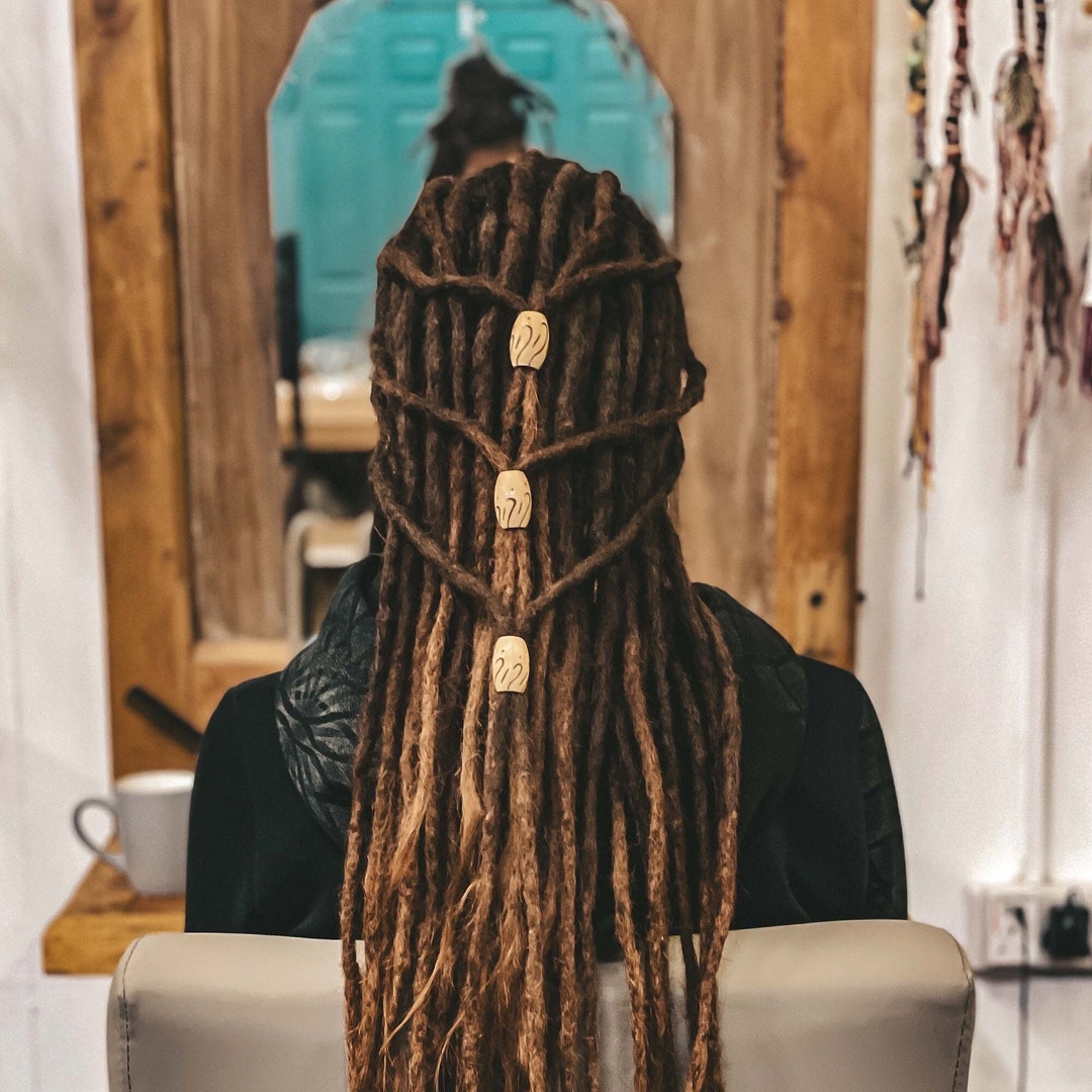 Waves Large Wooden Dreadlock Bead 20x30mm X 10mm Hole Pyrography