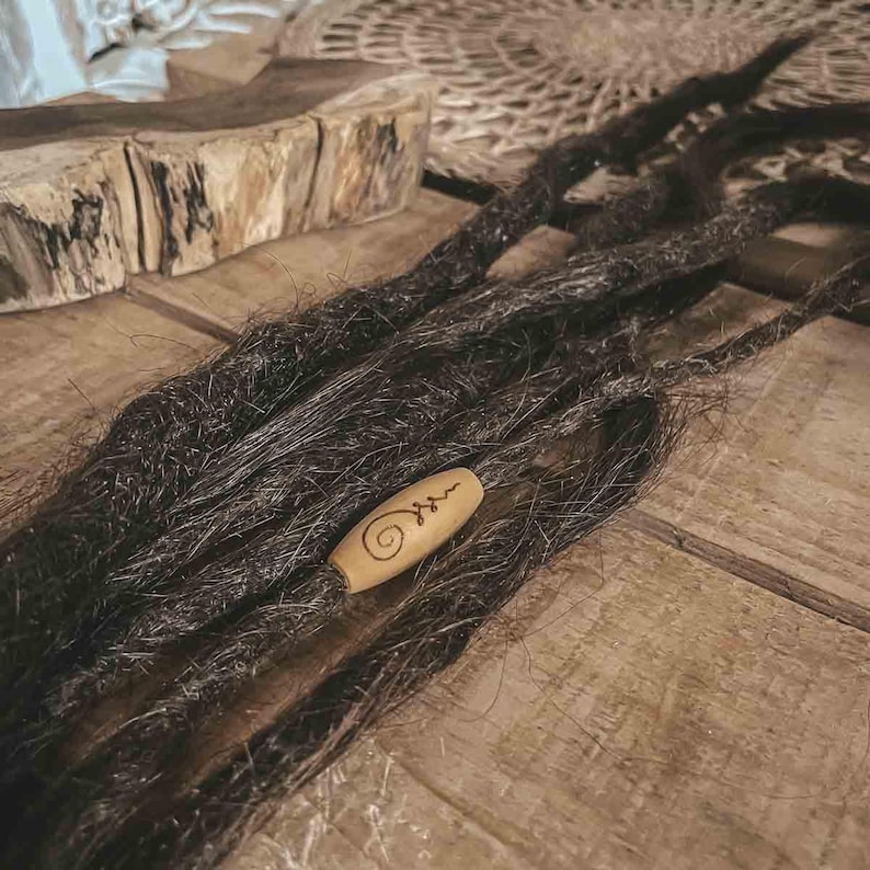Sak Yant Wooden Tribal Dreadlock Beads Pyrography Design Handmade image 6
