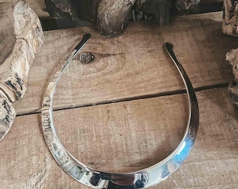 Selene Choker Necklace Silver Plated Minimalist Flat Bold Design