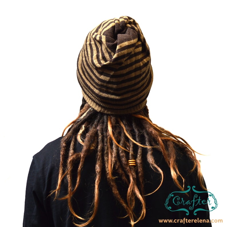 Bonnet tricoté carrés réversibles Dreadlocks laine Bandana image 8