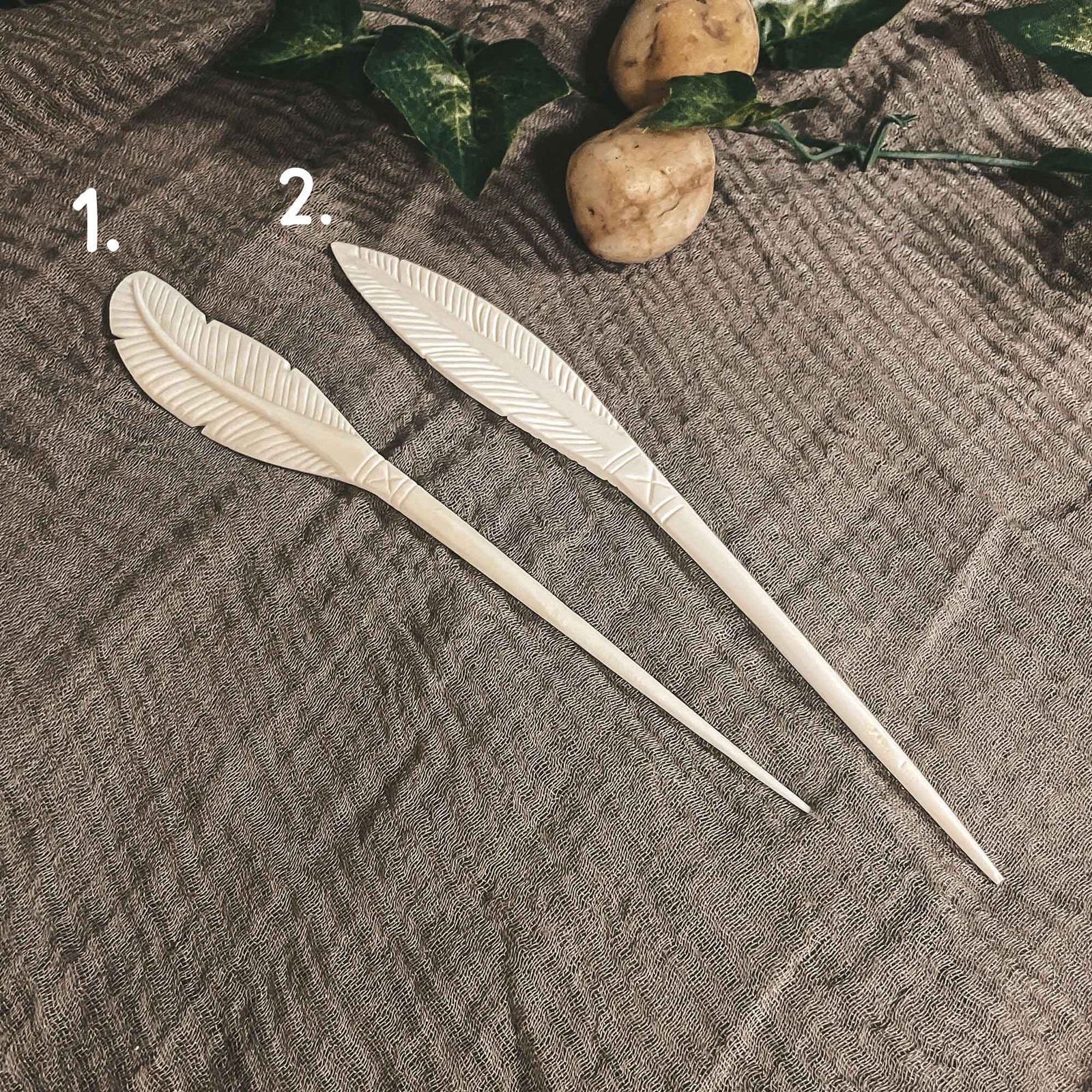 Bnwt!!! Feather tribe ivory bone hair stick Feather Bone Hair Sticks, Hair Pin, Hair Fork, 2 Prongs Hair  main image 3