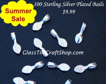 Sterling Silver Bails (100 Pack) - Sterling Silver Plated Glue on Bails (SSPBAIL)