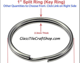 100 Pack 1 Inch Key Rings, Nickel Plated, Round Steel Split Ring. (1INSR)