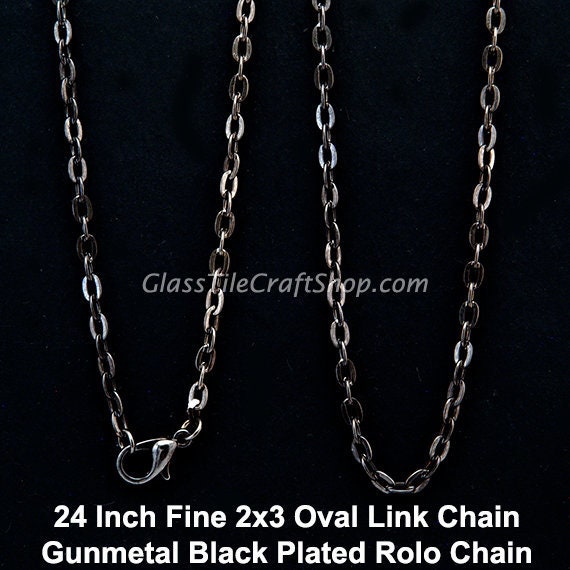 Jewelry Findings Crafts 24/" 50 Dark Black Necklaces 24 Inch Rolo Chain