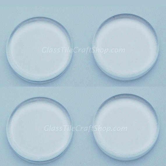 100 Round Glass Tiles 1 Inch Clear Craft Pendants 2 Flat Sides 1" 25mm 