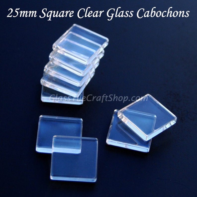 50  1 inch square clear glass tiles for pendants and magnets. image 1