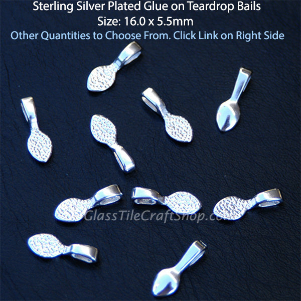 10pcs Stainless Steel Teardrop Glue on Bails Pendant Jewelry