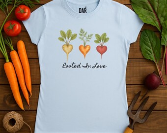 Heart Vegetable T-Shirt, Rooted In Love Botanical Design