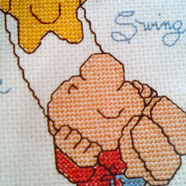 ZIGGY cross stitch kit VINTAGE new in package wall plaque "life swings"