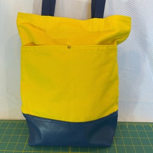 Sac fourre-tout, cuir et toile