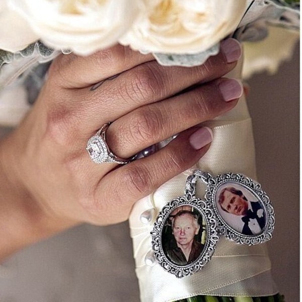 Bouquet Photo Charm DIY or CUSTOM  Choose quantity @ checkout  Silver Bridal Wedding Bouquet or Mother's Day Gift or Shower Gift & Pet Photo