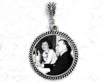 Wedding Bouquet Photo Charm. DIY or CUSTOM Antique Silver Keepsake Photo Jewelry. Pet Memorial Photo Necklace locket Mothers Day