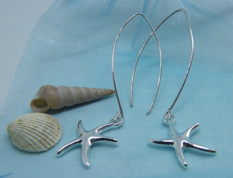 Long STARFISH Earrings STERLING SILVER Wires 画像 3