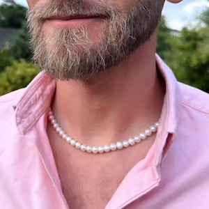 Man Pearl Necklace with STERLING SILVER
