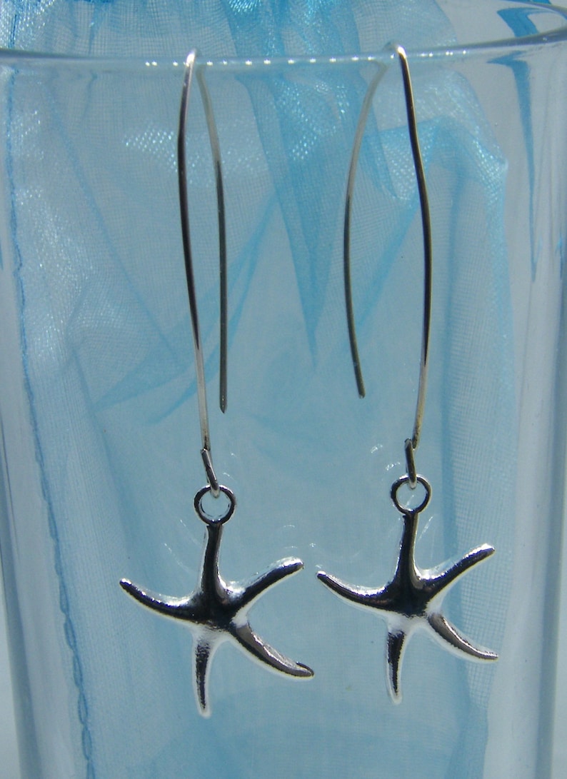 Long STARFISH Earrings STERLING SILVER Wires 画像 5