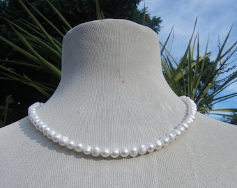 Collar ajustable de PERLA DE AGUA DULCE con PLATA DE LEY para hombre o mujer