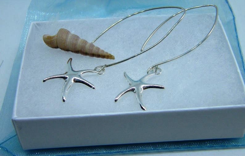 Long STARFISH Earrings STERLING SILVER Wires 画像 1