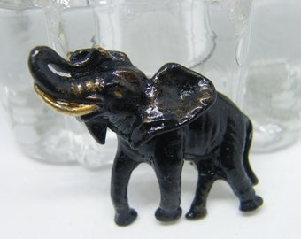 Vintage Black and Gold Leaf Elephant Brooch