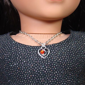 Adjustable Heart Pendant Necklace for 18&quot; Play Dolls such as American Girl®