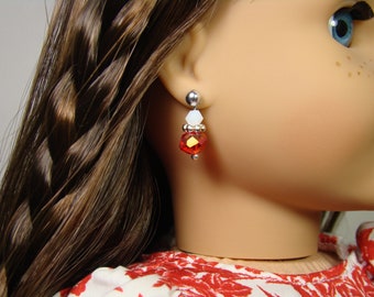 Red, White and Silver Earring Dangles for 18" Play Dolls such as American Girl®