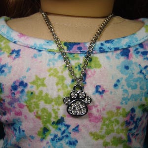 Rhinestone Pawprint Necklace for 18&quot; Play Dolls such as American Girl®