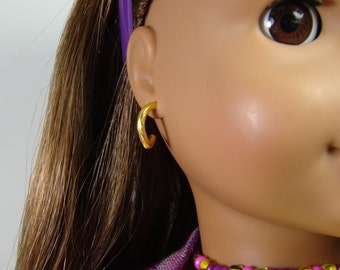 Removable Textured Gold Hoop Earrings  for 18" Play Dolls such as American Girl®