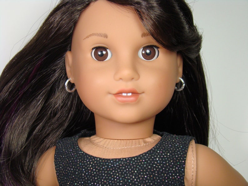 Removable Etched Silver Hoop Earrings for 18 Play Dolls such as American Girl® image 2