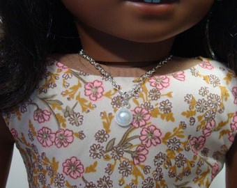 Adjustable Length Pearl Pendant Necklace for 18" Play Dolls such as American Girl® Melody