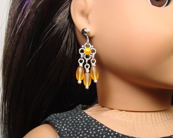 Topaz and Silver Retro Earring Dangles for 18" Play Dolls such as American Girl®