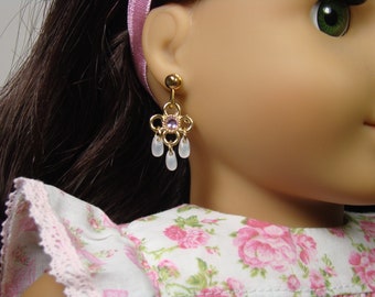 Gold, White and Pink Retro Earring Dangles for 18" Play Dolls such as American Girl®