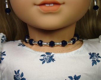 Silver and Navy Choker for 18" Play Dolls such as American Girl® Kira