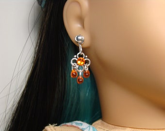 Orange and Silver Retro Earring Dangles for 18" Play Dolls such as American Girl® Corrine