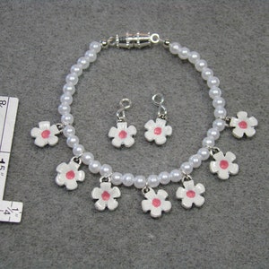 White Flower Necklace and Earring Dangle Cosplay set for 18 Play Dolls such as American Girl® Kira image 2