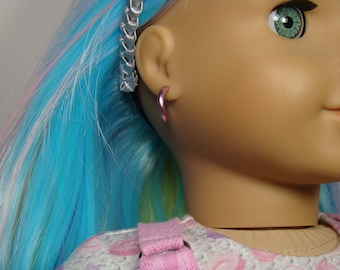 Removable Smooth Lavender Hoop Earrings for 18" Play Dolls such as American Girl® Grace