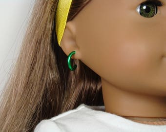 Removable Smooth Green Hoop Earrings for 18" Play Dolls such as American Girl®