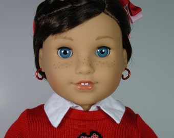 Removable Smooth Red Hoop Earrings for 18" Play Dolls such as American Girl®