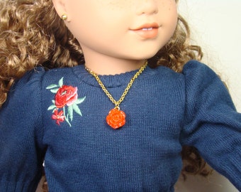 Collier rose en résine de longueur réglable pour poupées jouets de 18 po. comme American Girl®