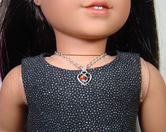 Adjustable Heart Pendant Necklace for 18" Play Dolls such as American Girl®