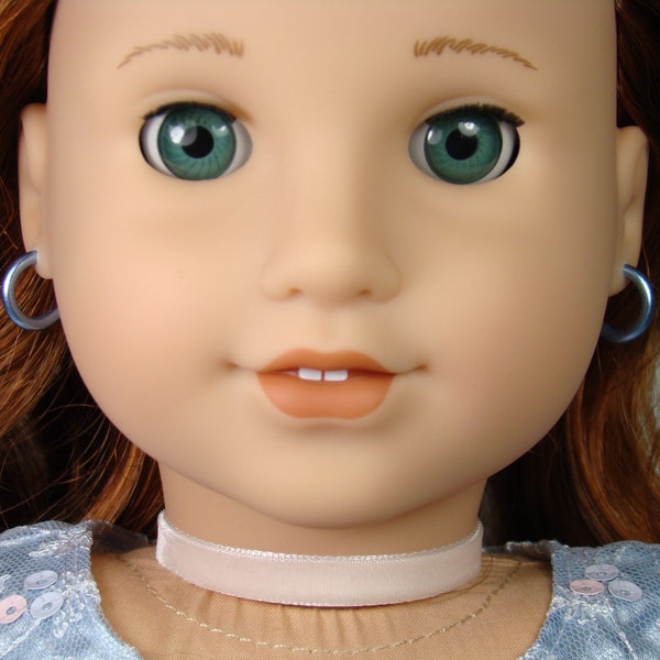 Removable Smooth Baby Blue Hoop Earrings for 18" Play Dolls such as American Girl® Blaire