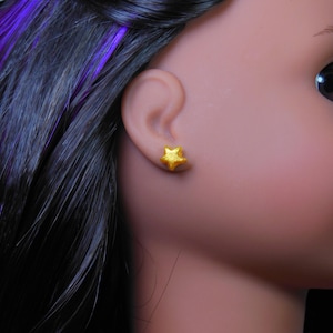 Sparkly Gold Star Earring Studs for 18&quot; Play Dolls such as American Girl® Luciana