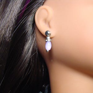 Lavender and Silver Earring Dangles for 18&quot; Play Dolls such as American Girl® Summer