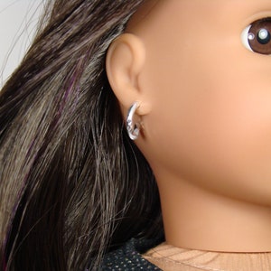 Removable Etched Silver Hoop Earrings for 18 Play Dolls such as American Girl® image 1