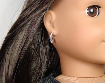 Removable Etched Silver Hoop Earrings for 18" Play Dolls such as American Girl®