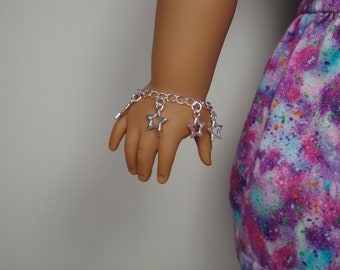 Silver Stars Charm Bracelet for 18" Play Dolls such as American Girl®