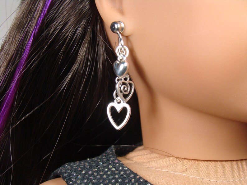 Cascade of Hearts Earring Dangles for 18 Play Dolls such as American Girl® image 1