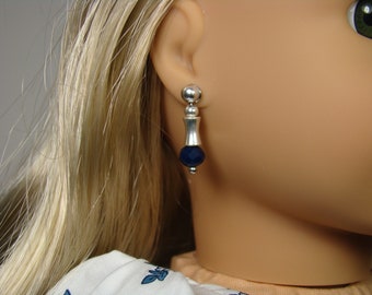 Navy Blue and Silver Earring Dangles for 18" Play Dolls such as American Girl® Kira